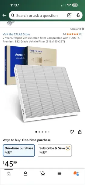 Ca-029 Calab Store Calob Premium Toyota Filter Replacement E12 New Ca-029 Calab Store Calob Premium Toyota Filter Replacement E12 New