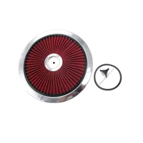 Tkus-10436 Takpart 14 Inch X 3 Round Red High Flow Thru Washable Air Cleaner With Chrome Lid