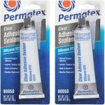 Permatex 80050 Clear Rtv Silicone Adhesive Sealant Set (66B) 6OZ (2X3OZ Tube). Fixed Price $12.95.
