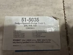 51-5035 Mccord Lower Gasket Set 9W 273 318 340 Dodge. Fixed Price $50.00.